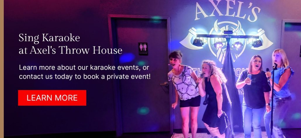People singing karaoke at Axel's Throw House.